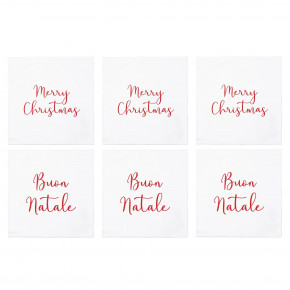 Papersoft Napkins Merry Christmas/Buon Natale Cocktail Napkins (Pack of 20) - Set of 6 5"Sq (Folded) 10"Sq (Flat)