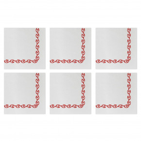 Papersoft Napkins Florentine Red Cocktail Napkins (Pack of 20) - Set of 6 5"Sq (Folded) 10"Sq (Flat)