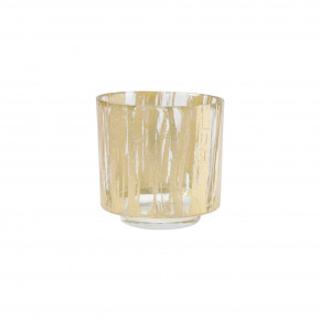 Rufolo Glass Gold Brushstoke Votive 4"D, 4"H, 14 oz