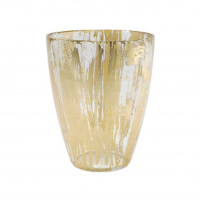Rufolo Glass Gold Brushstoke Vase 6"D, 7.5"H, 64 oz