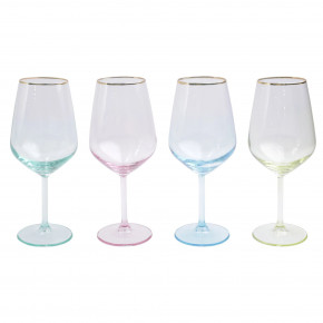 Rainbow Assorted Wine Glasses - Set of 4 8.5"H, 15 oz