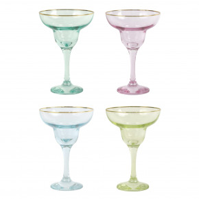 Rainbow Assorted Margarita Glasses - Set of 4 6.5"H, 4 oz