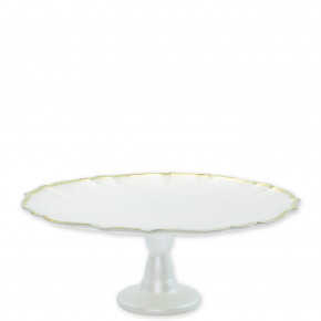 Baroque Glass White Cake Stand 12.25"D, 5"H