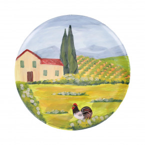 Villa with Rooster Round Wall Plate