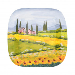 Villa with Sunflowers Rimmed Square Wall Plate
