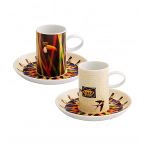 1822 Set 2 Coffee Cups With Saucers