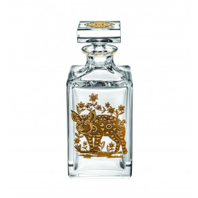 Golden Whisky Decanter With Gold Pig