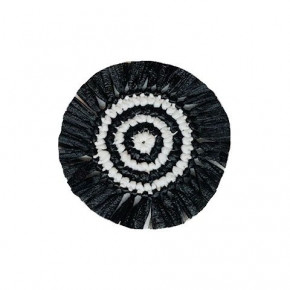 Woven Fringe Black/White 5.5" Round Coasters, Set Of 4