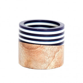 Wood & Resin Navy/White Napkin Ring