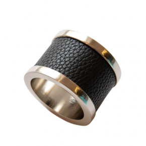 Zinc & Leather Black Napkin Ring