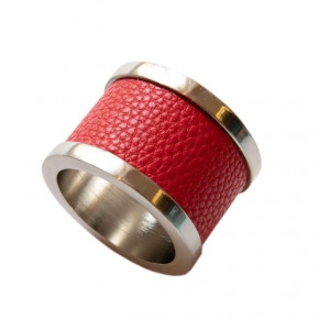 Zinc & Leather Red Napkin Ring