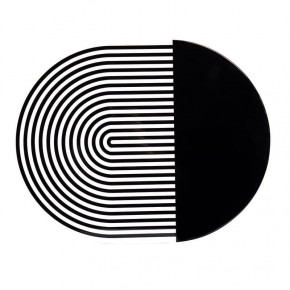 Stripes/Solids Lacquer Black/Part White Stripes 14" x 18" Oval Placemat