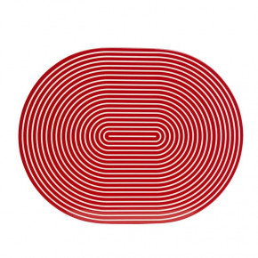 Lacquer Stripe Red/White 14" x 18" Oval Placemat