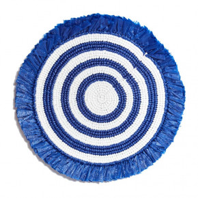 Woven Fringe Navy/White 16" Round Placemat