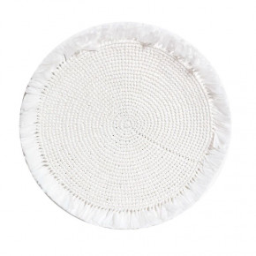 Woven Fringe White 16" Round Placemat