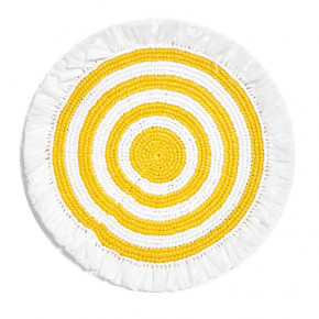 Woven Fringe White/Canary Yellow 16" Round Placemat