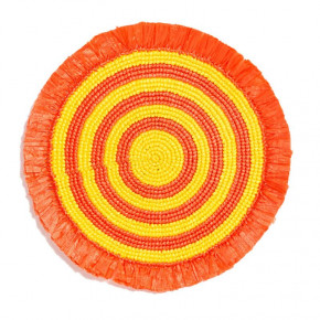 Woven Fringe Orange/Canary Yellow 16" Round Placemat