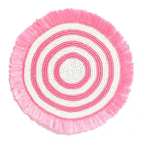 Woven Fringe Pink/White 16" Round Placemat