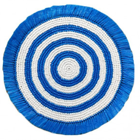 Woven Fringe Blue/White 16" Round Placemat