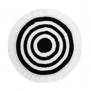 Woven Fringe White/Black 16" Round Placemat