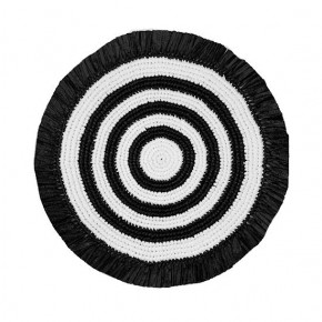 Woven Fringe Black/White 16" Round Placemat