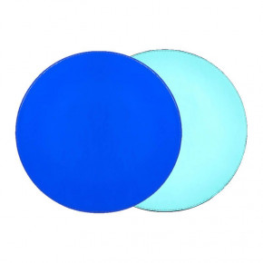 Patent Leather Round Reversible Turquoise/Navy 15" Placemat