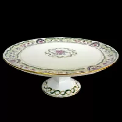 Louveciennes Footed Cake Platter Green/Gold 31.5 Cm
