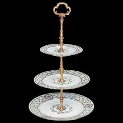 Louveciennes 3 Tier Cake Plate Green/Gold 26 Cm
