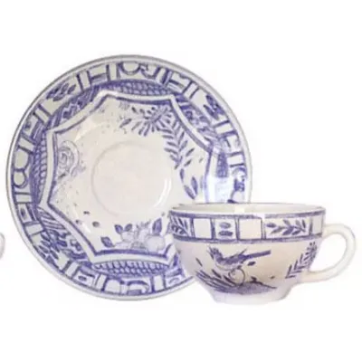 Oiseau Bleu Set Of 2 Breakfast Cups & Saucers 7 1/2" Dia