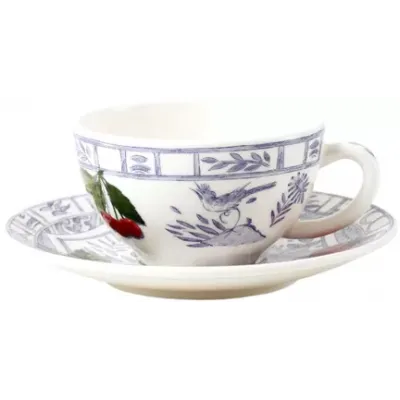 Oiseau Bleu Fruits Breakfast Cups & Saucers Cup 4 5/16", 10 1/8 oz, saucer 7 1/16" dia Set of 2