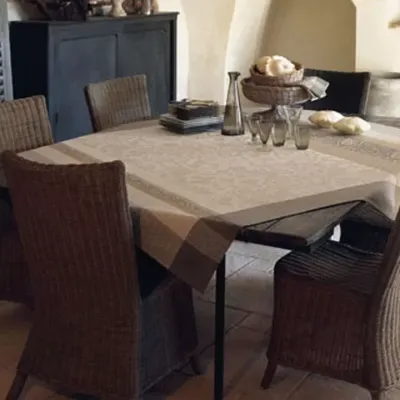 Provence Coated Beige Damask Table Linens
