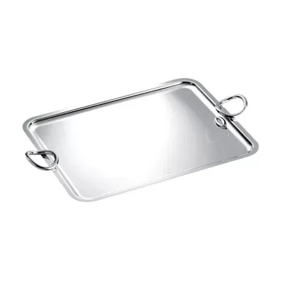 Vertigo Silver Plated Rectangular Tray with Handles, Small