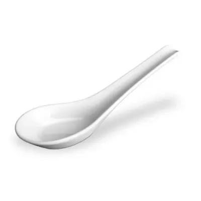 Soie Tressee White/Soie Tressee Black Chinese Spoon White 5.5" - 14cm