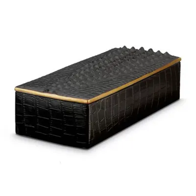 Crocodile Gold Rectangular Box 9 x 4 x 2.5" - 23 x 10 x 6cm