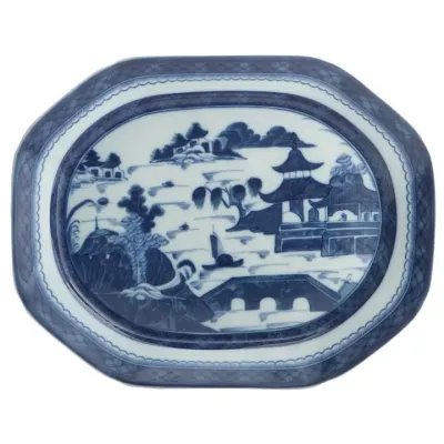 Blue Canton Oct Platter Small 9.5"x12"