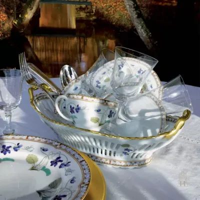 Imperatrice Eugenie Blue/Gold Footed Cake Platter 31.5 Cm