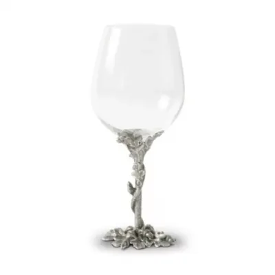 Majestic Forest Acorn Oak And Leaf Pewter Stem Bordeaux Glass