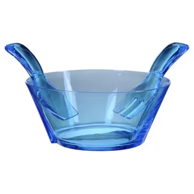 Salad Bowl W/ Servers Turquoise H 4.3" x Diam 9.75", 60 oz
