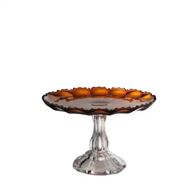 Girasole Cake Plate Amber H 8.5" x Diam 13"