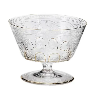 Maharani Goblet Ice Cream Clear Lead-Free Crystal, Cut, 24 Gold (Thin Line), Engraving 320 ml