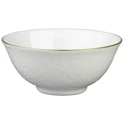 Mineral Filet Gold Chinese Soup Bowl White Inside Round 4.7 in.