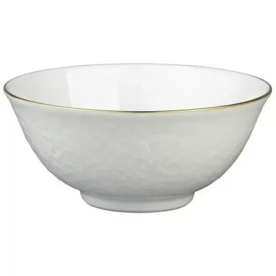 Mineral Filet Or/Gold Chinese Soup Bowl White inside Diam 4.7 in
