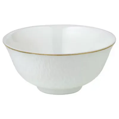 Mineral Filet Or/Gold Chinese Soup Bowl Small White inside Diam 4.09448 in