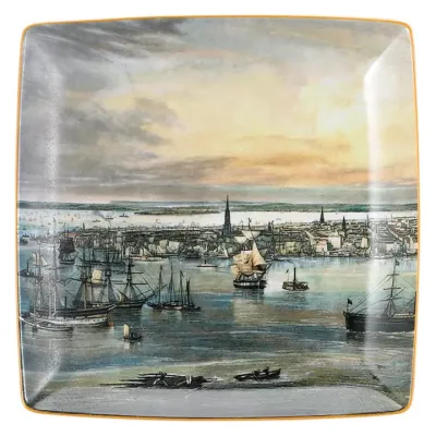 New York Harbor Square Plate 8.25"