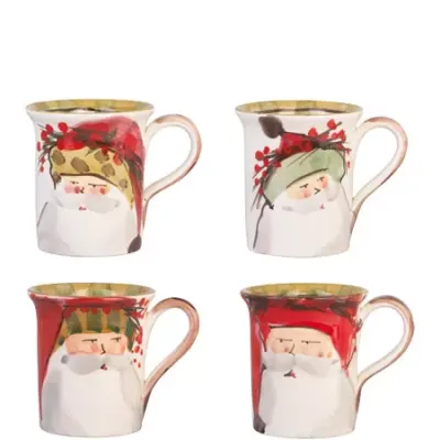 Old St. Nick Assorted Mugs - Set of Four 4.5"H, 14 oz