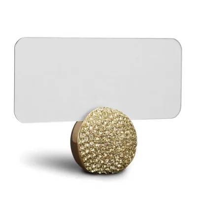 Pave Sphere Gold + Yellow Crystals Place Card Holders (Set of 6 with 25 cards) 1 x 1" - 3 x 3cm