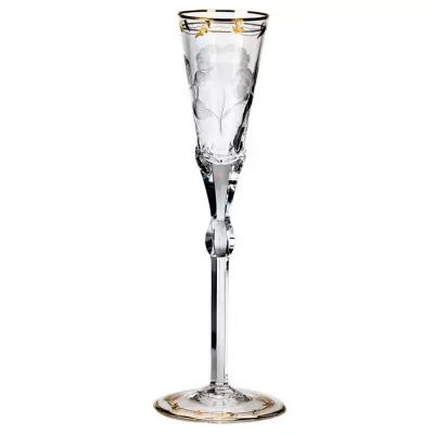 Paula Goblet Champagne Engraved Roses, 24Kt Gold (Thin Line) Clear 140 Ml