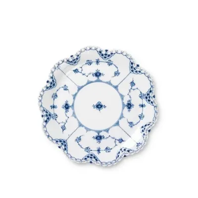 Blue Fluted Full Lace Round Dish 9.75"