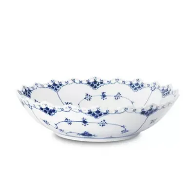 Blue Fluted Full Lace Serving Bowl 11"