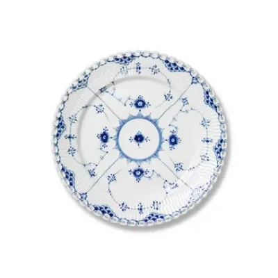 Blue Fluted Full Lace Dessert Plate 7.5"